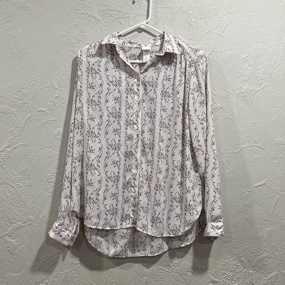 H&M WOMENS LONG SLEEVE FLORAL BLOUSE Size 6 - Picture 1 of 5